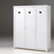 The VIPACK Amori White 3 Door Wardrobe with hearts offers romantic design and storage space for storing clothes, bed linen and more