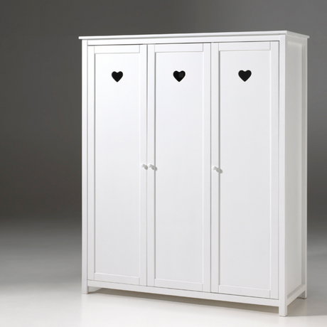 The VIPACK Amori White 3 Door Wardrobe with hearts offers romantic design and storage space for storing clothes, bed linen and more
