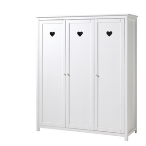 The VIPACK Amori White 3 Door Wardrobe with hearts offers romantic design and storage space for storing clothes, bed linen and more