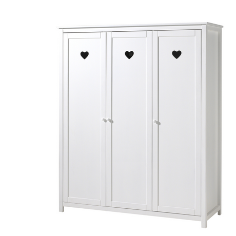 The VIPACK Amori White 3 Door Wardrobe with hearts offers romantic design and storage space for storing clothes, bed linen and more