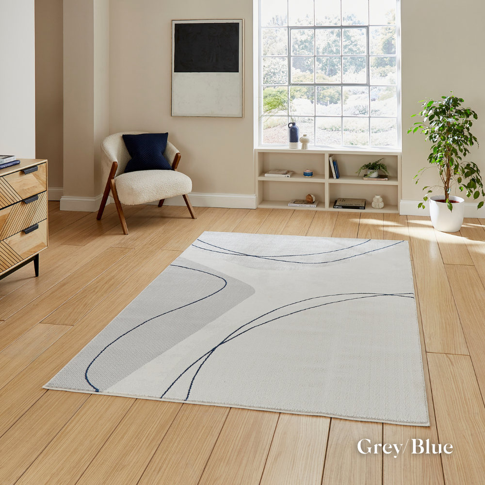 Introduce fresh style with the Apollo Modern Abstract Machine Made Rugs featuring a blend of bold designs, metallic yarn and soft multi textured pile.