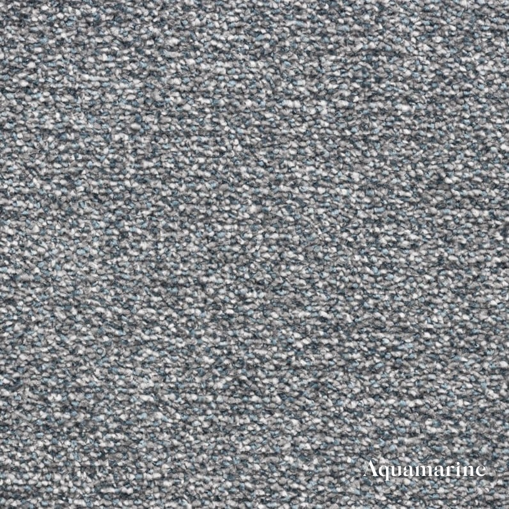 Textured aquamarine carpet sample