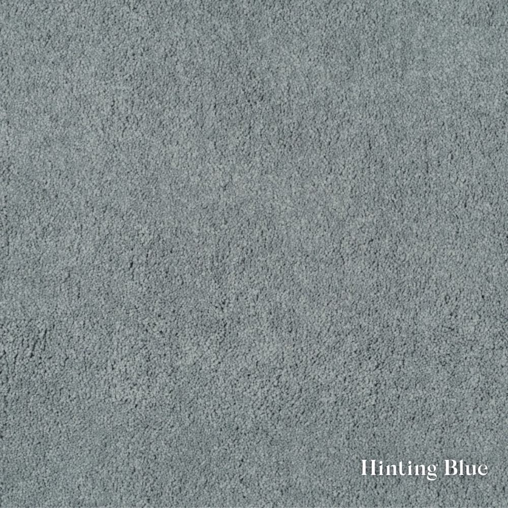 Textured blue color swatch labeled 'Hinting Blue'