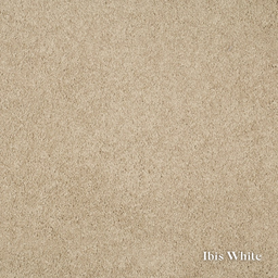 Beige carpet texture with 'Ibis White' label