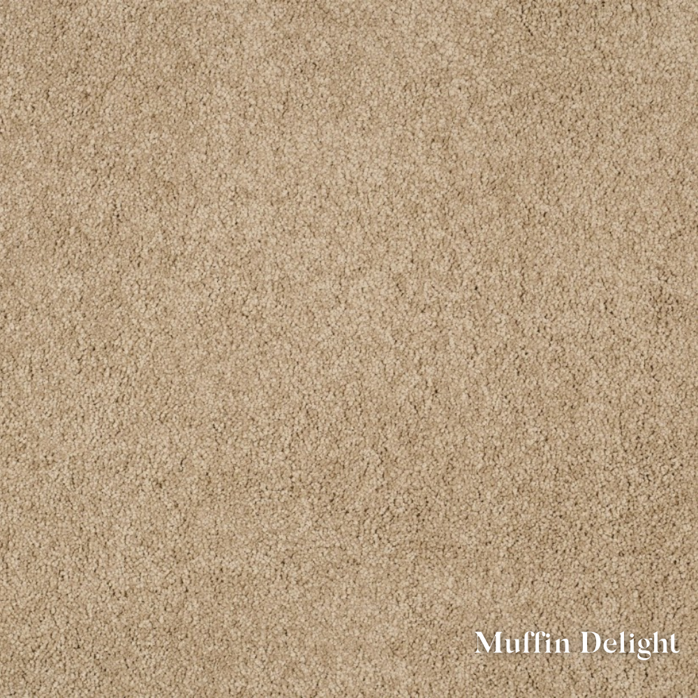 Beige carpet texture with 'Muffin Delight' label
