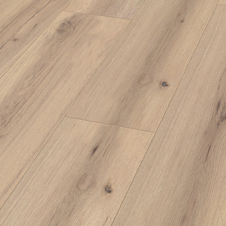The Arizona Oak Beige Laminate Flooring - 12mm, AC5 durability, 5G Click installation and underfloor heating compatible.