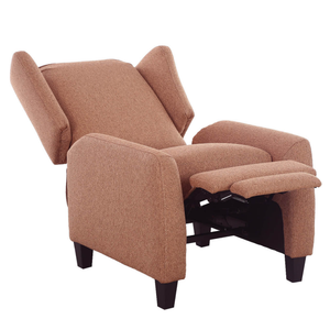 Brown recliner chair with armrests on a white background