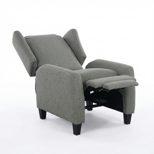 Grey recliner chair on a white background