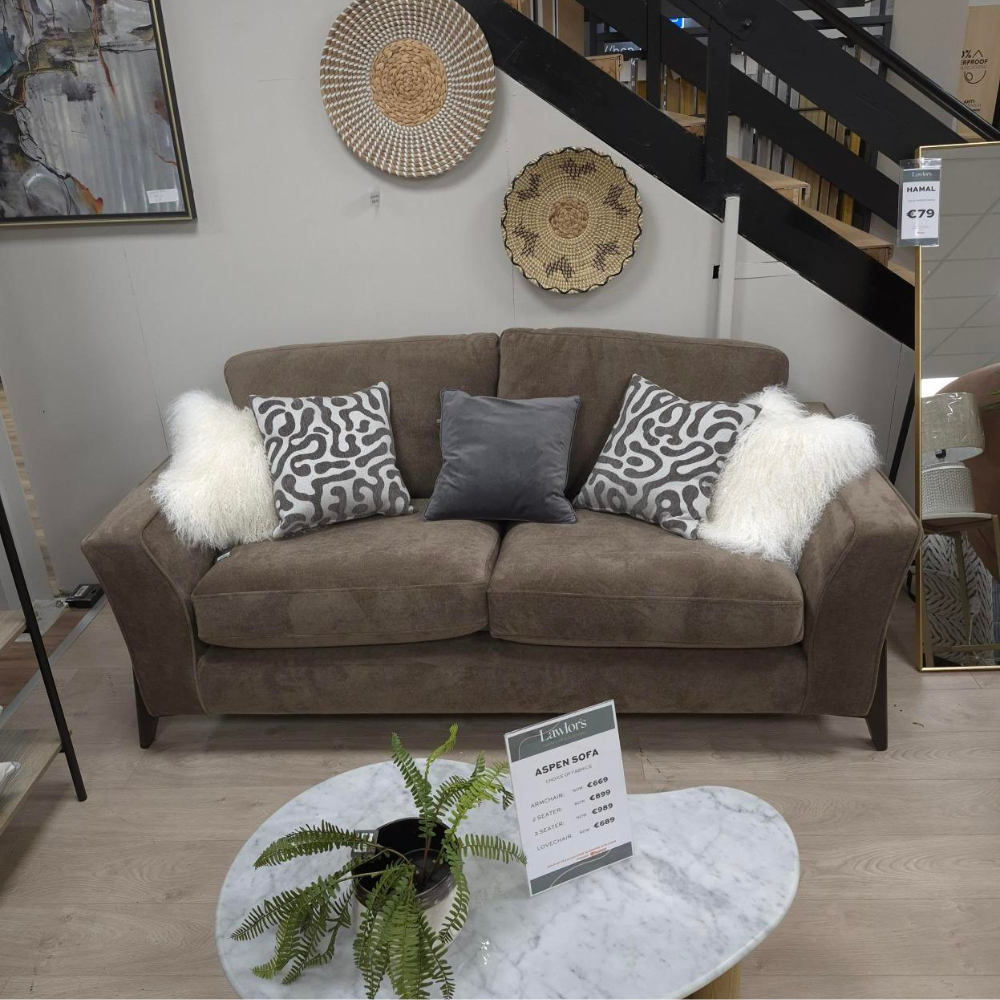 The Aspen Sofa range features a durable birch frame, plush reversible cushions and dark wood feet along with custom fabrics to choose from!