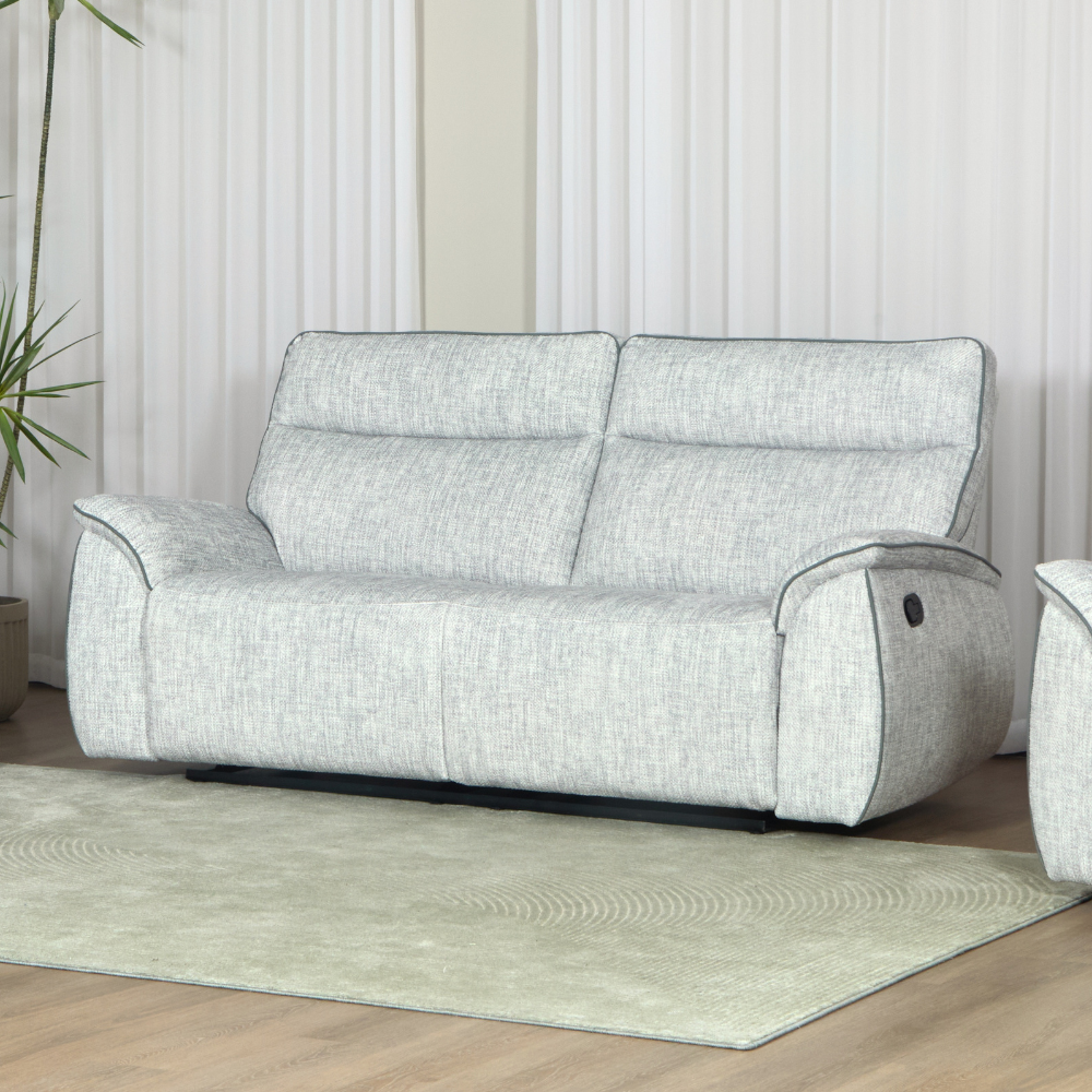 The Aston Recliner Sofa in Light Grey features plush comfort, smooth recliners and modern style, perfect for relaxing in any living space