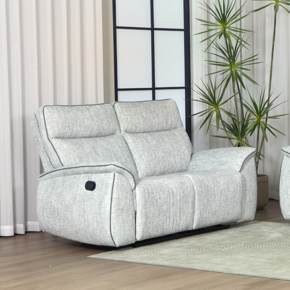 The Aston Recliner Sofa in Light Grey features plush comfort, smooth recliners and modern style, perfect for relaxing in any living space