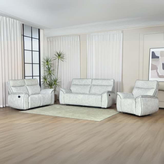 The Aston Recliner Sofa in Light Grey features plush comfort, smooth recliners and modern style, perfect for relaxing in any living space