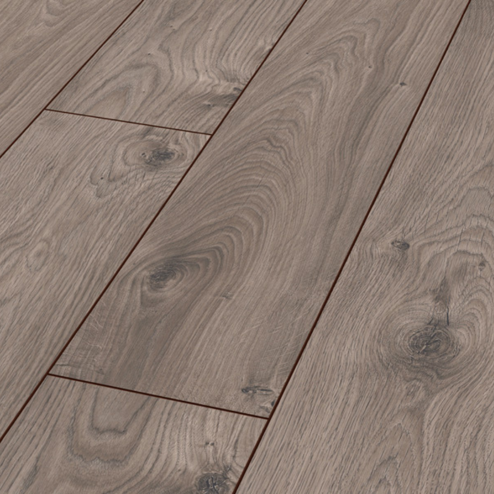 The Atlas Oak Anthracite Laminate Flooring - 12mm, grey oak look, AC5-rated, durable, eco-friendly and 5G Click install.