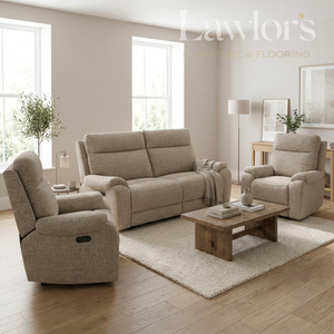 Grey 3+1+1 recliner sofa set in a living room