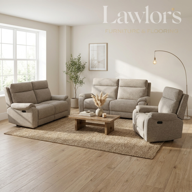 Beige recliner sofa set in a living room