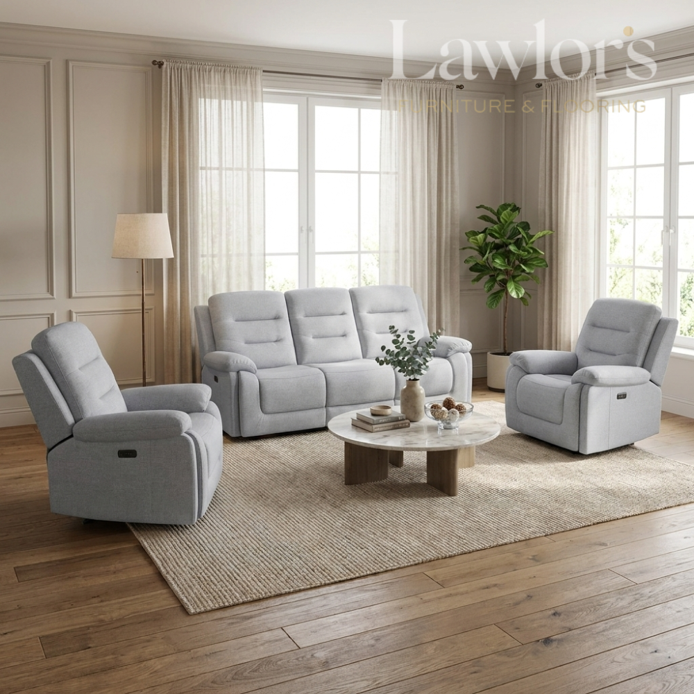 Bandon Electric Recliner Sofa Set 3+1+1 - Light Grey