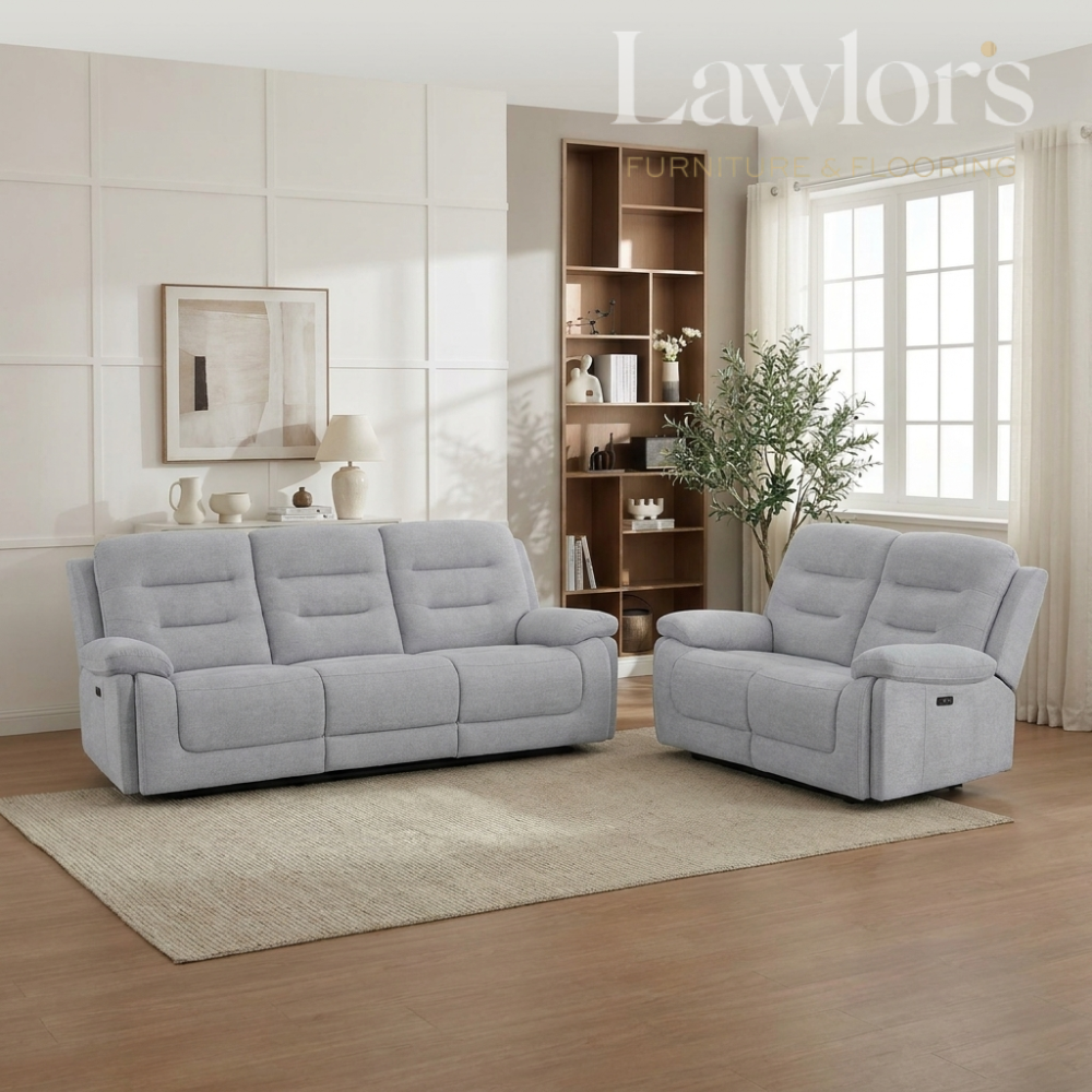 Bandon Electric Recliner Sofa Set 3+2 - Light Grey