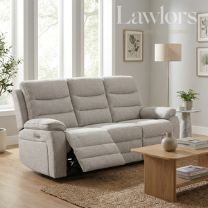 Light grey 3 seater electric recliner sofa in a living room