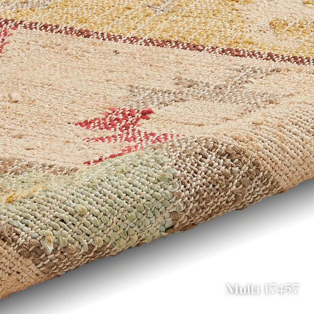 Add some style with the Bazaar Jute Natural Hand Woven Rugs offering strong & organic class with sustainable jute, wool & polyester in a flat weave design