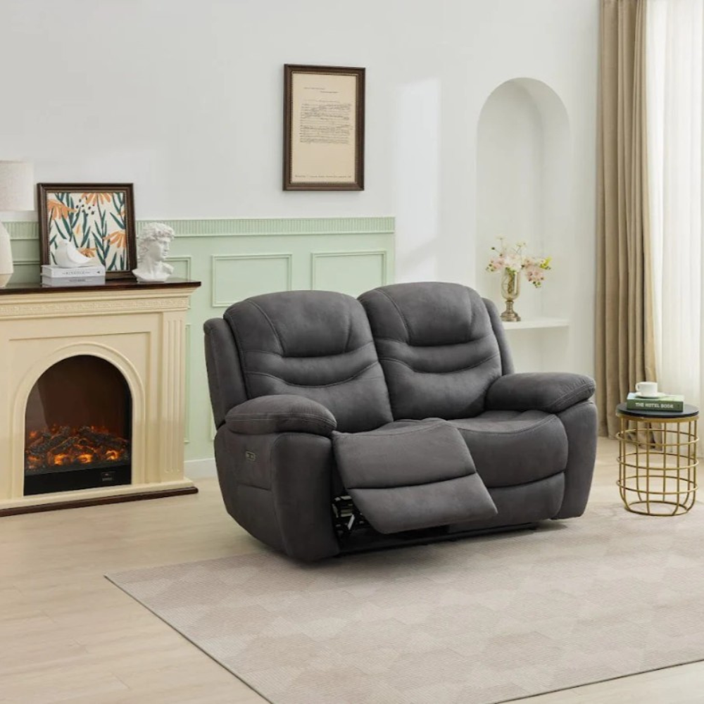The Bellamy Electric Recliner Sofa Set 3+2 in Gunmetal Grey features plush comfort, USB charging and smooth electric reclining for a ideal for any space