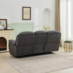 The Bellamy Electric Recliner Sofa in Gunmetal Grey features plush comfort, USB charging and smooth electric reclining for a modern, luxurious living space