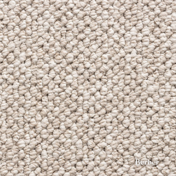 Close-up of beige carpet texture with 'Berber' brand name.