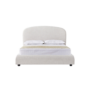 The Bexley Bed in Natural fabric blends elegance and comfort with a soft headboard, wooden legs and slatted base, perfect for any bedroom style