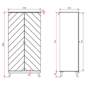 The Billy 2 Door Wardrobe in Satin White with golden accents and 2 door cabinet offers ample clothing storage door any stylish baby or children's room
