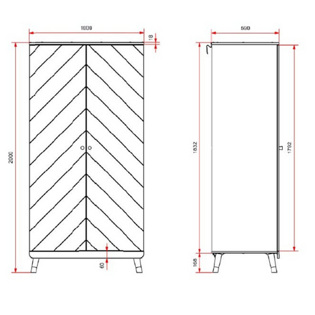 The Billy 2 Door Wardrobe in Satin White with golden accents and 2 door cabinet offers ample clothing storage door any stylish baby or children's room