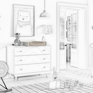 The Billy Changing Unit in Satin White is a nappy changing board attachment, perfect for baby room setups with safe raised edges