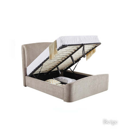 The Bishop Ottoman Bed in Beige & Cream offers sleek design, generous storage and a supportive slatted base combining style and comfort for any bedroom