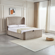 The Bishop Ottoman Bed in Beige & Cream offers sleek design, generous storage and a supportive slatted base combining style and comfort for any bedroom