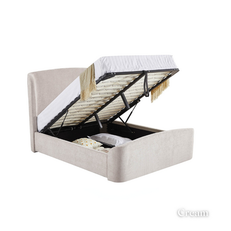 The Bishop Ottoman Bed in Beige & Cream offers sleek design, generous storage and a supportive slatted base combining style and comfort for any bedroom