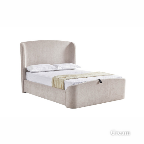 The Bishop Ottoman Bed in Beige & Cream offers sleek design, generous storage and a supportive slatted base combining style and comfort for any bedroom