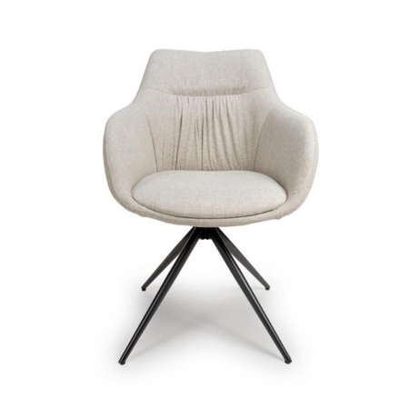 The Boden Carver Barstool in Sage Green, Natural or Brick blends modern style with comfort, plush fabric upholstery, sleek metal legs