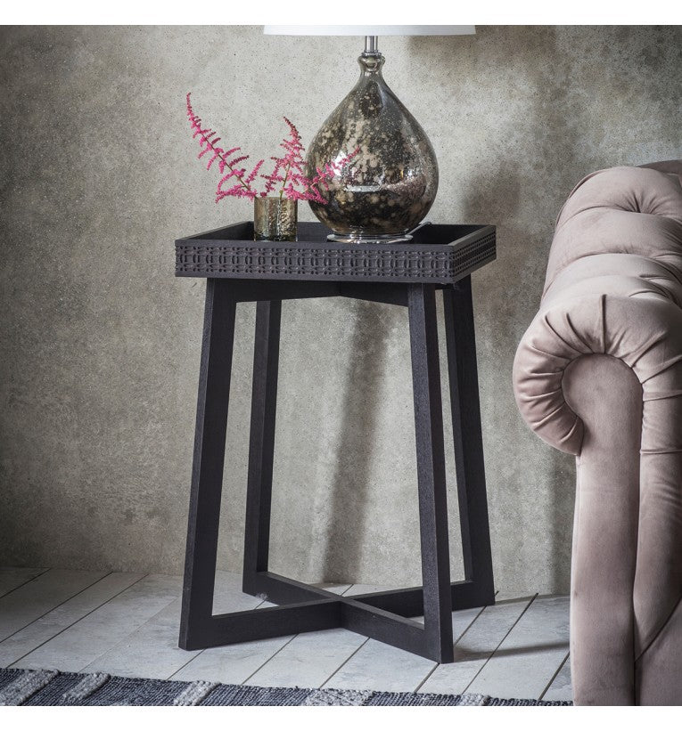 The Gallery Boho Boutique Bedside Table features mango wood with mixed timber veneers, intricate fretwork and versatile design.