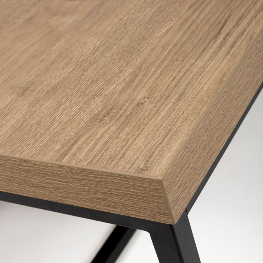 The Boston Coffee Table in Rustic Oak boasts a SmarTops® surface, robust iron legs and a generous design, making it an ideal addition to any setting.