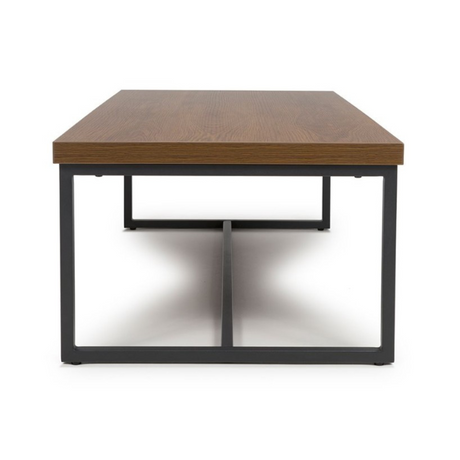 The Boston Coffee Table in Smoked Oak boasts a SmarTops® surface, robust iron legs and a generous design, making it as a practical and elegant addition.