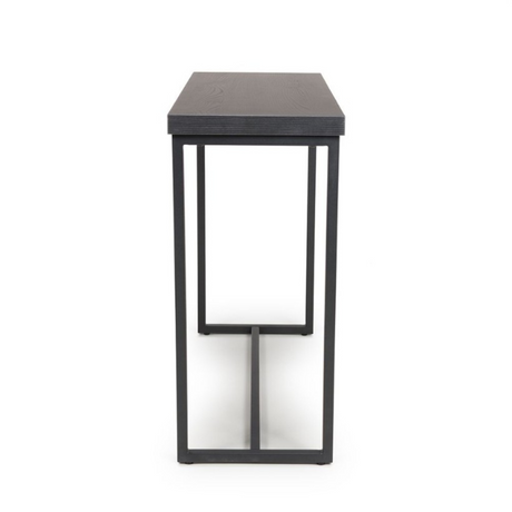 The Boston Console Table in Black Ash features a SmarTops® surface, robust iron legs and a generous design, making it an ideal addition to any setting.
