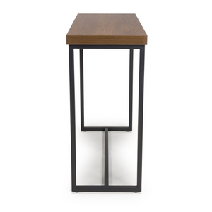 The Boston Console Table in Smoked Oak features a SmarTops® surface, robust iron legs and a generous design, making it as a practical and elegant addition.