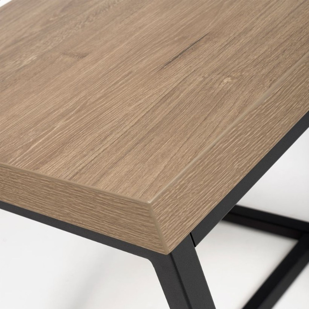 The Boston End Table in Rustic Oak features robust SmarTops® surface, resilient iron legs and a space-efficient design that enhances any living space.