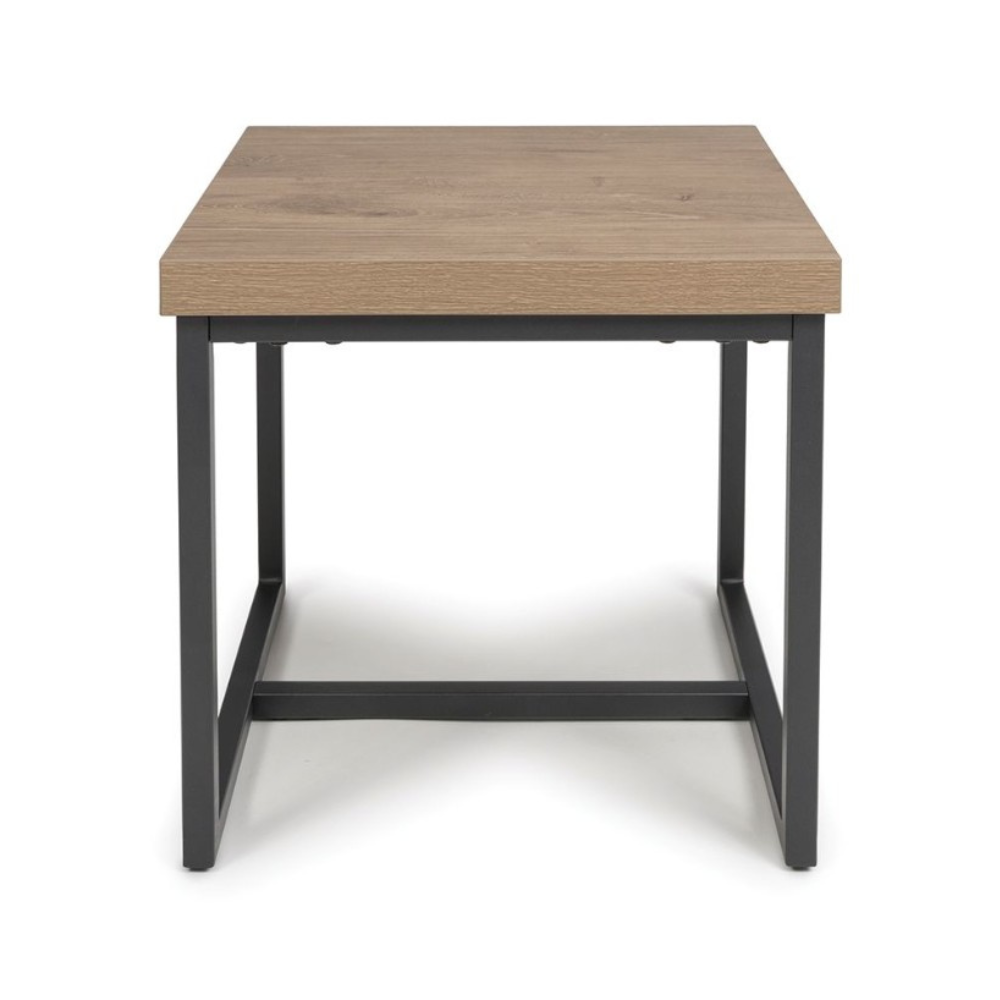 The Boston End Table in Rustic Oak features robust SmarTops® surface, resilient iron legs and a space-efficient design that enhances any living space.