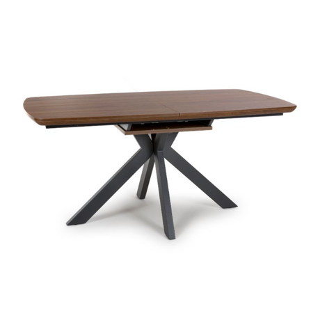 The Boston Extending Table, which can be adjusted from 1600mm to 2000mm, showcases a luxurious smoked oak veneer and robust metal legs.