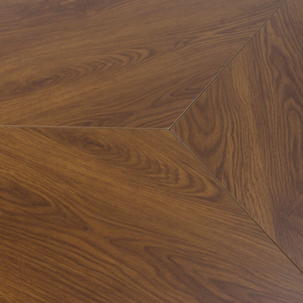 The Boston Round Table 1500mm in Smoked Oak features a generous smoked oak veneer surface paired with a black metal cross-leg base.