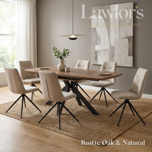 Dining room with oak extending table and cream chairs set