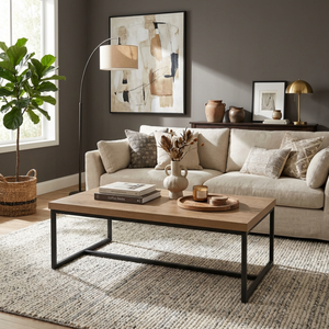 The Boston Coffee Table in Rustic Oak boasts a SmarTops® surface, robust iron legs and a generous design, making it an ideal addition to any setting.