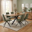 The Boston Extending Table, with a range of 1400-1800mm, features a charming rustic oak veneer, robust metal legs and an expandable surface.