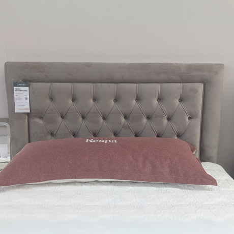 The Briody Paris 55" Headboard features buttoned detail, padded border and soft fabric upholstery, solid wood build, custom colours and luxurious comfort