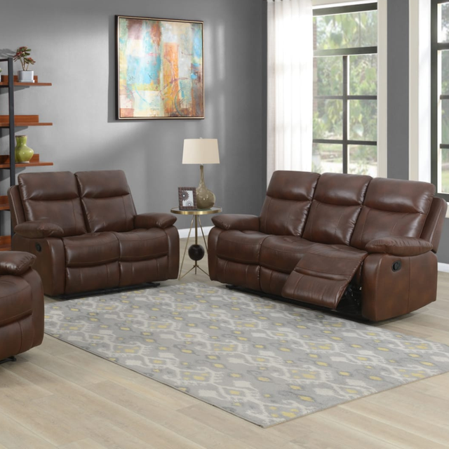 The Brittas Recliner Sofa in Tan Leathaire features padded headrests, armrests, multiple size options & nationwide delivery all over Ireland!