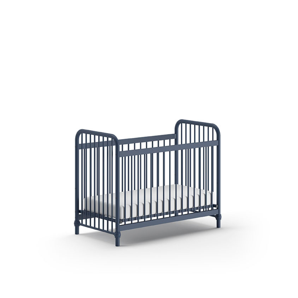 The Bronxx Baby Cot Bed 60 x 120cm Denim Blue by VIPACK features trendy colours, matte metal finish, Belgian design & industrial style for a safe sleep time